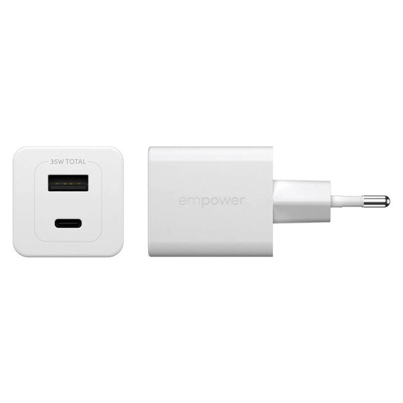 Putni adapter Grand Prix USB-C/USB-A, GaN, 35 W PD, srebrno-bijeli, empower