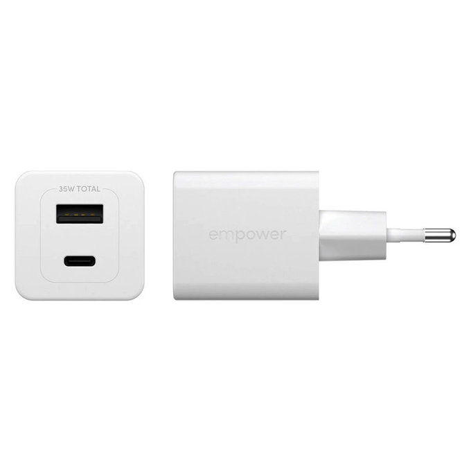 Putni adapter Grand Prix USB-C/USB-A, GaN, 35 W PD, srebrno-bijeli, empower