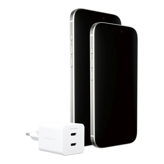 Putni adapter Grand Prix 2x USB-C, GaN, 45 W PD, Srebrno-bijela, empower