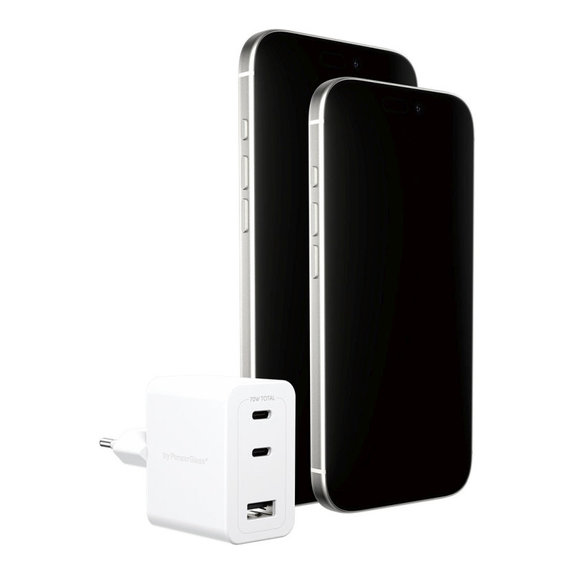 Putni adapter Grand Prix 2x USB-C/USB-A, GaN, 70 W PD, Srebrno-bijela, empower