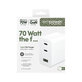 Putni adapter Grand Prix 2x USB-C/USB-A, GaN, 70 W PD, Srebrno-bijela, empower