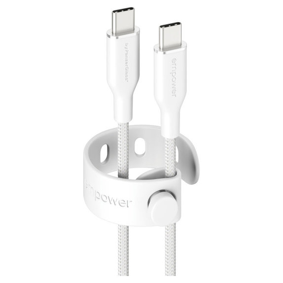 Kabel USB-C, 60 W, Racing, 1,2 m, srebrno-bijeli, empower