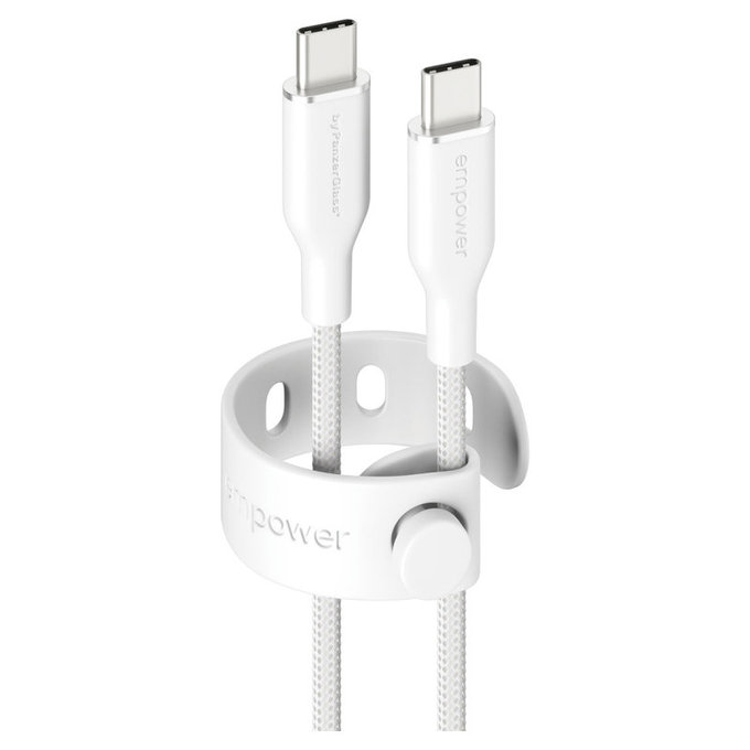 Kabel USB-C, 60 W, Racing, 1,2 m, srebrno-bijeli, empower
