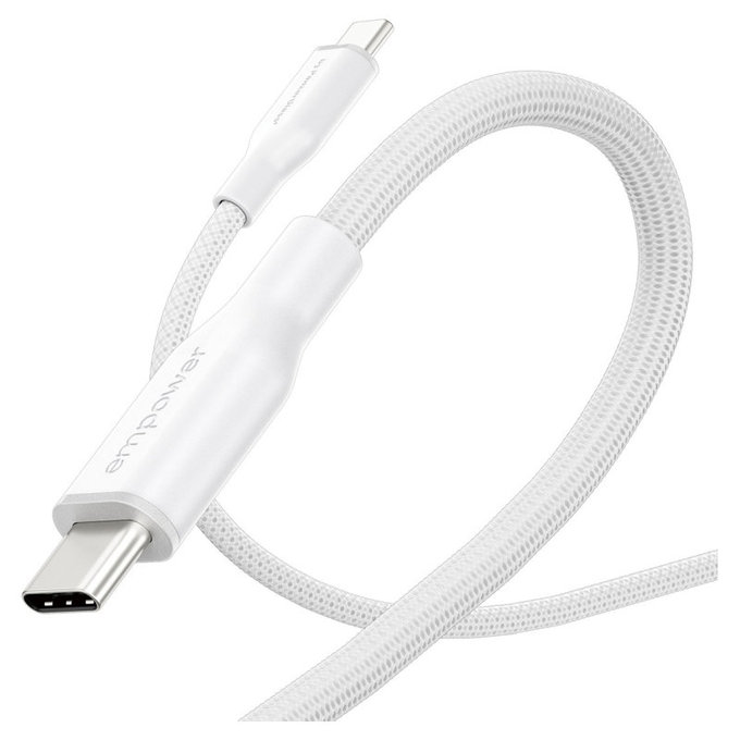 Kabel USB-C, 60 W, Racing, 1,2 m, srebrno-bijeli, empower