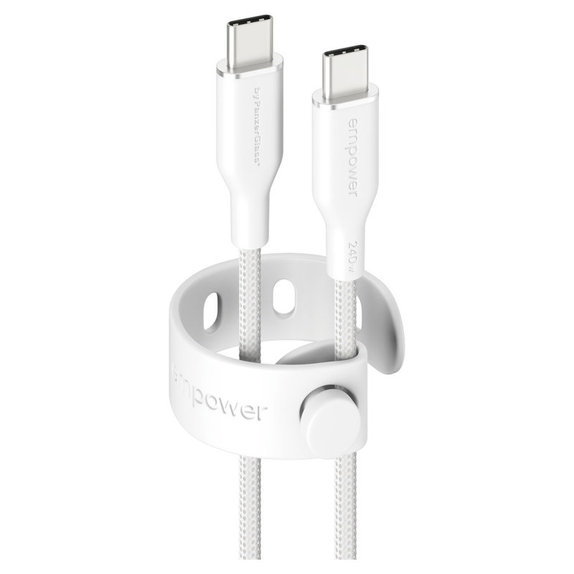 Kabel USB-C, 240 W, Racing, 1,2 m, srebrno-bijeli, empower
