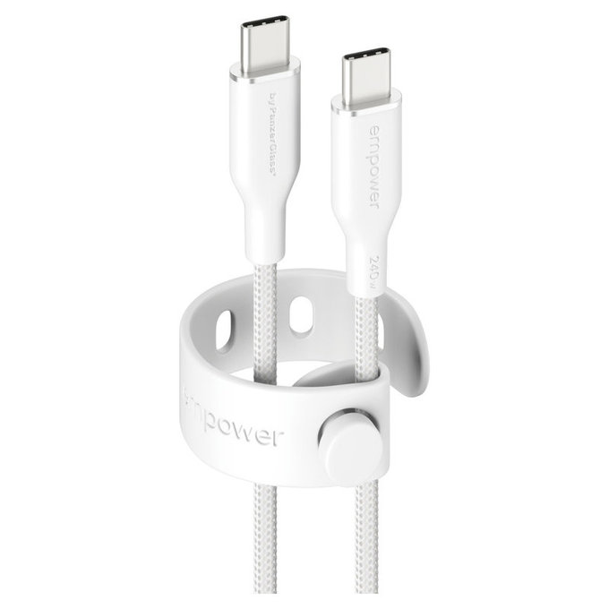 Kabel USB-C, 240 W, Racing, 1,2 m, srebrno-bijeli, empower