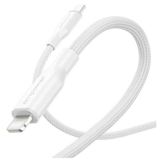 Kabel USB-C/Lightning, 60 W, Racing, 1, 2 m, Srebrno-bijela, empower