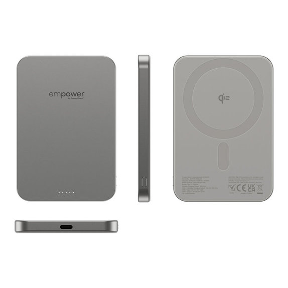 Bežična PowerBank 5000 mAh, 20 W, kompatibilna s MagSafe, Qi2/USB-C, titan, empower