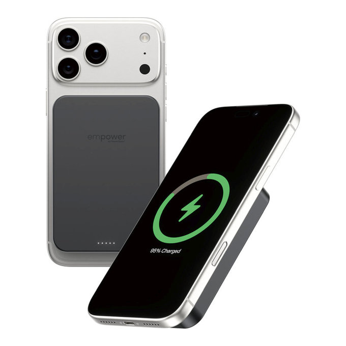 Bežična PowerBank 10000 mAh, 20 W, kompatibilna s MagSafe, Qi2/USB-C, Space Black, empower