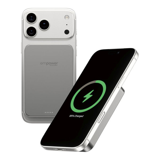 Bežična PowerBank 10000 mAh, 20 W, kompatibilna s MagSafe, Qi2/USB-C, titan, empower