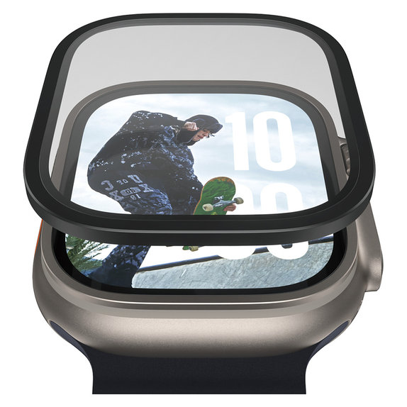 Kaljeno staklo UWF METALLIC za Apple Watch Ultra 49 mm, Crna, PanzerGlass