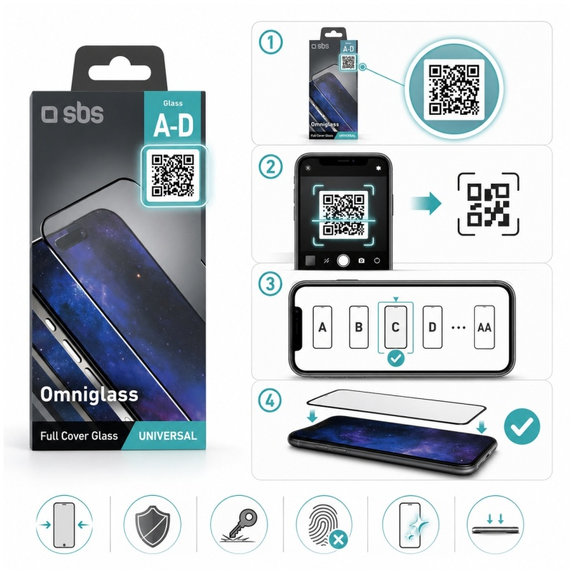 Univerzalno kaljeno staklo Omniglass Y, Crna, SBS