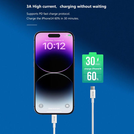Lightning / USB-C kabel Smart, PD 27W, 2m, bijela, Devia