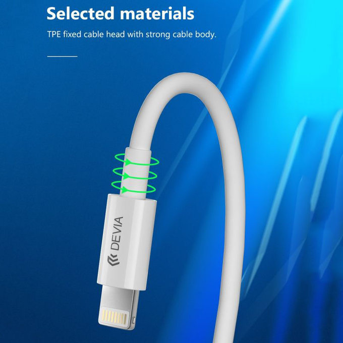 Lightning / USB-C kabel Smart, PD 27W, 2m, bijela, Devia