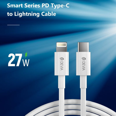 Lightning / USB-C kabel Smart, PD 27W, 2m, bijela, Devia