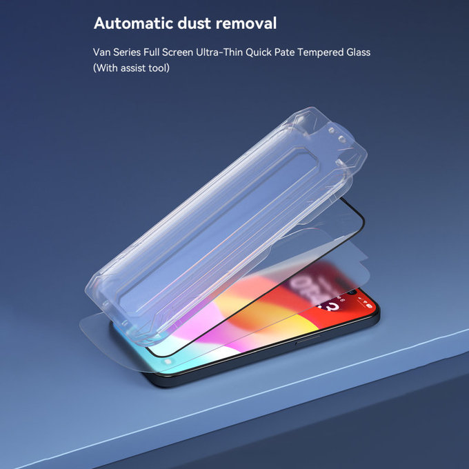 Kaljeno staklo FullCover s aplikatorom za iPhone 15 Pro, Devia