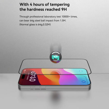 Kaljeno staklo FullCover s aplikatorom za iPhone 15 Pro Max, Devia