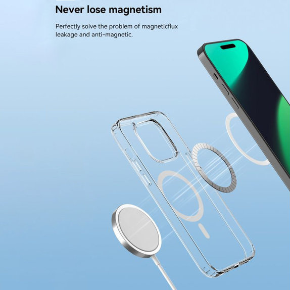 Maska Clear s MagSafe za iPhone 15 Plus, prozirna, Devia