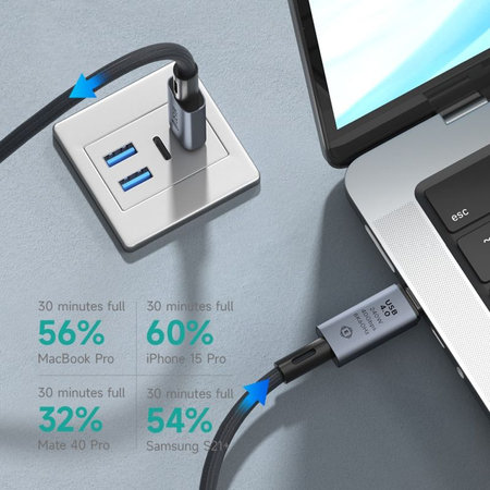 USB-C / USB-C kabel Extreme Speed, 240W, 8K 60Hz, 1m, crna, Devia