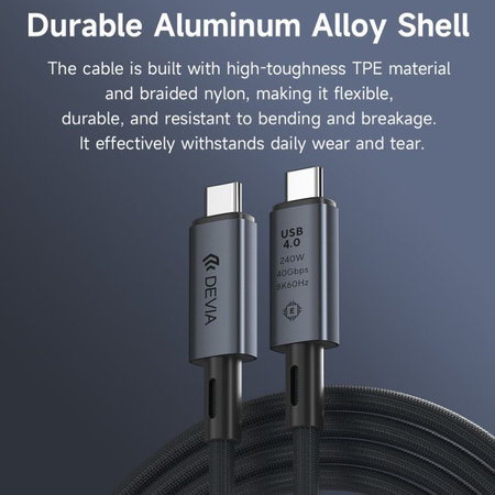 USB-C / USB-C kabel Extreme Speed, 240W, 8K 60Hz, 1m, crna, Devia