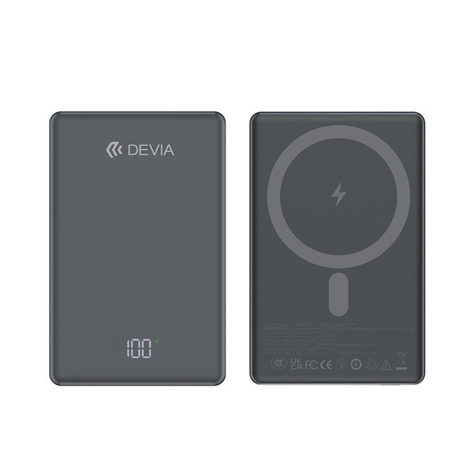 MagSafe PowerBank Extreme Speed Mini s displayom, PD 20W, 5000mAh, Space Grey, Devia