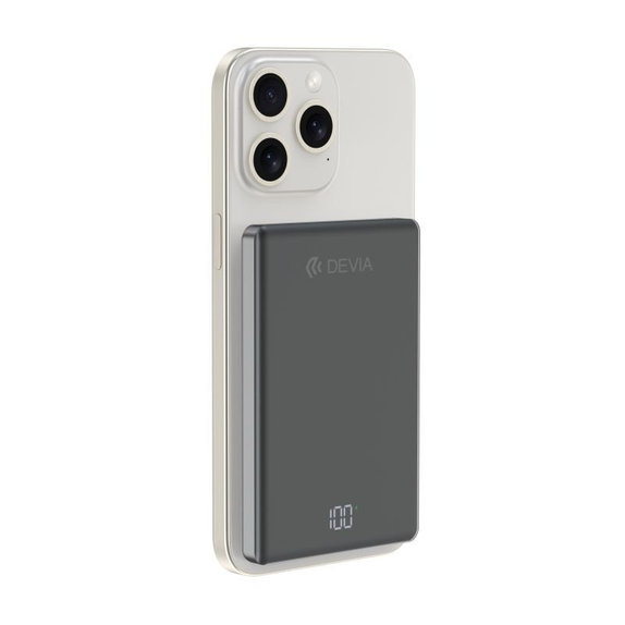 MagSafe PowerBank Extreme Speed Mini s displayom, PD 20W, 5000mAh, Space Grey, Devia