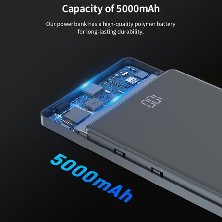 MagSafe PowerBank Extreme Speed Mini s displayom, PD 20W, 5000mAh, Space Grey, Devia