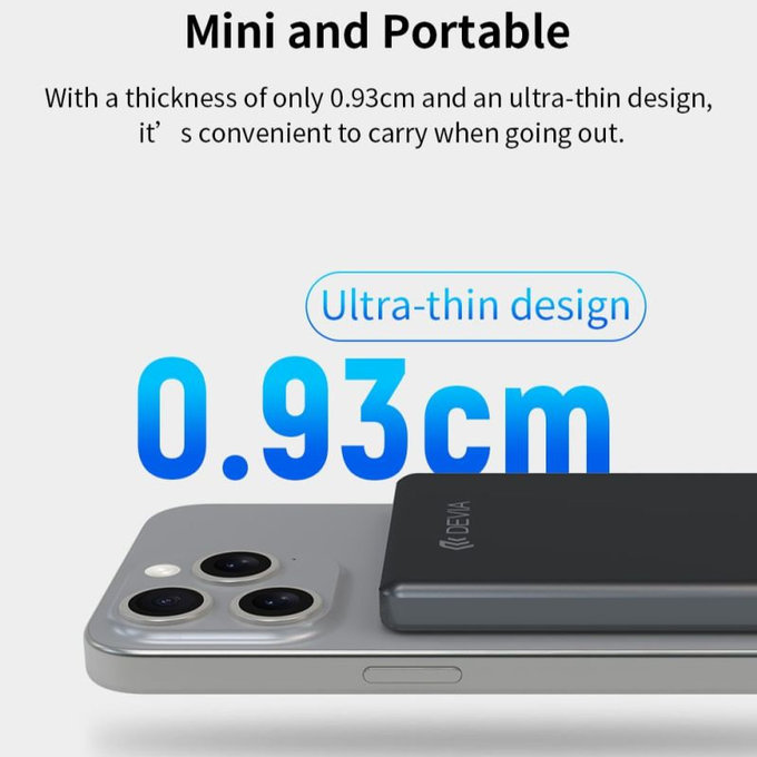 MagSafe PowerBank Extreme Speed Mini s displayom, PD 20W, 5000mAh, Space Grey, Devia