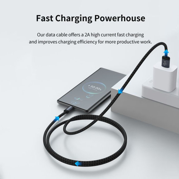 USB / USB-C kabel Gracious, 2.1A, 2m, crna, Devia