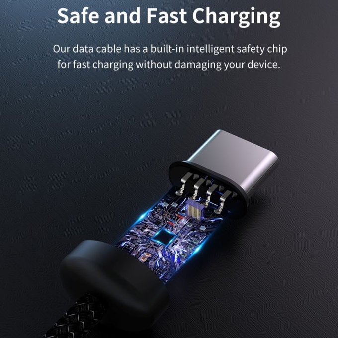 USB / USB-C kabel Gracious, 2.1A, 2m, crna, Devia