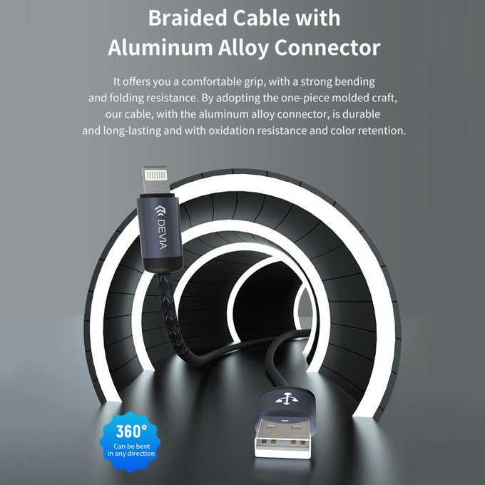 Lightning / USB kabel Gracious, 2,4A, 2m, crna, Devia