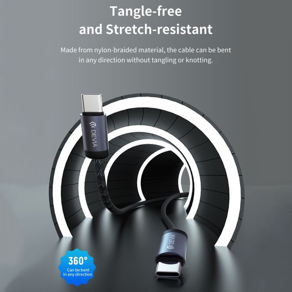 USB-C / USB-C kabel Gracious, PD 60W, 2m, crna, Devia