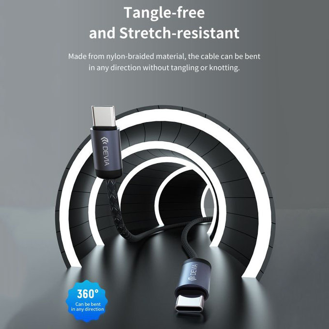 USB-C / USB-C kabel Gracious, PD 60W, 2m, crna, Devia