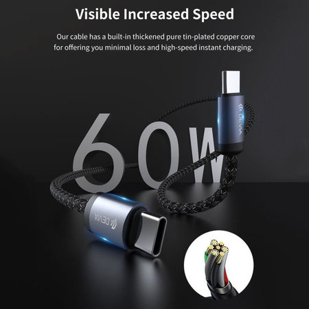 USB-C / USB-C kabel Gracious, PD 60W, 2m, crna, Devia