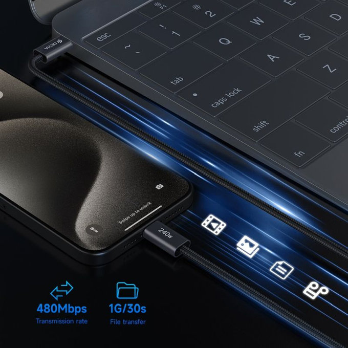 USB-C / USB-C kabel Extreme Speed, PD 240W, 2m, crna, Devia