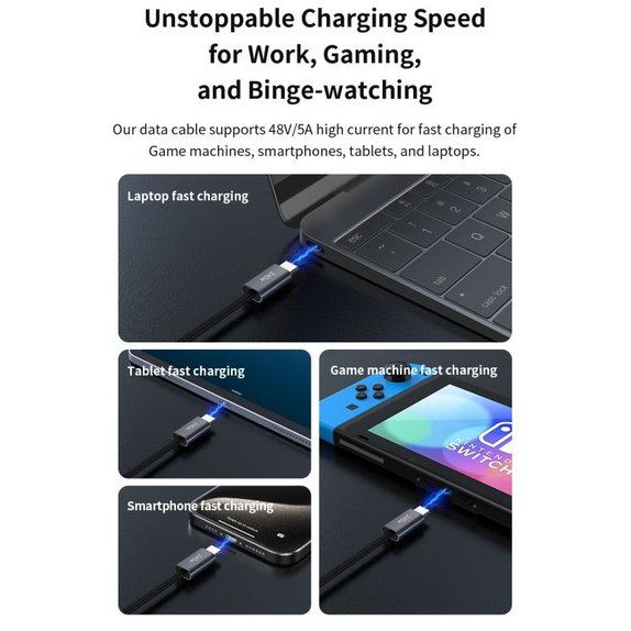 USB-C / USB-C kabel Extreme Speed, PD 240W, 2m, crna, Devia