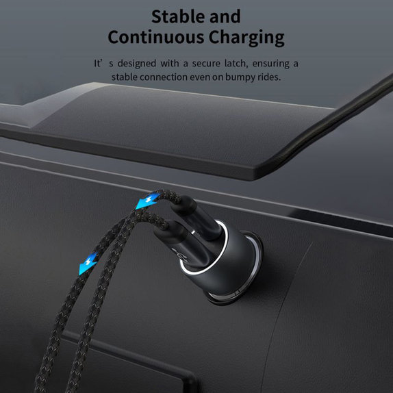 Auto punjač Extreme Speed USB-C + USB-A, PD 30W, QC 3.0 18W, siva, Devia