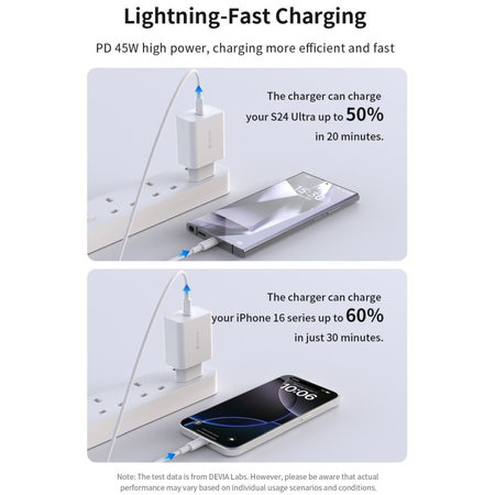 Punjač Rocket USB-C, PD 45W, bijela, Devia