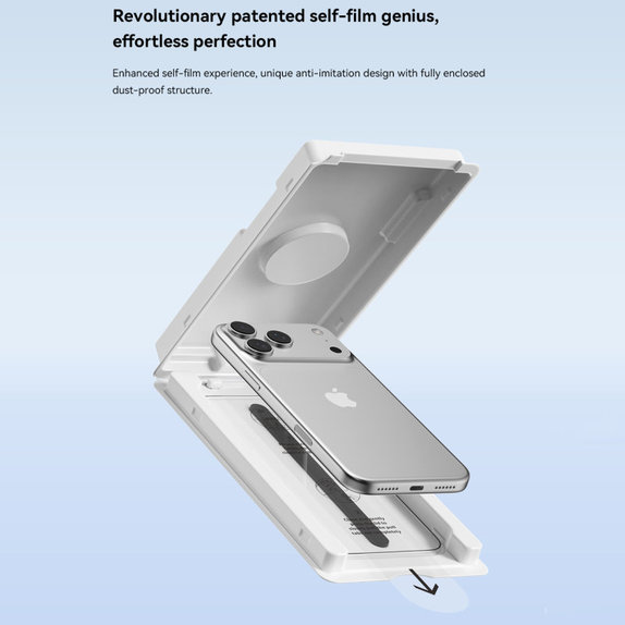 Kaljeno staklo FullCover s aplikatorom za iPhone 17, Devia