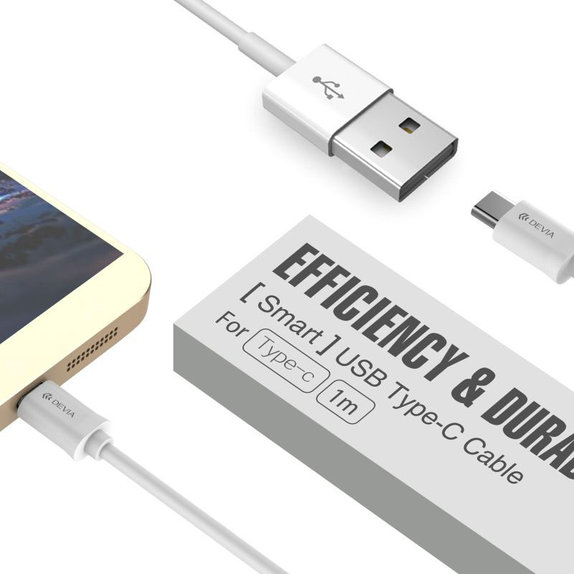 USB / USB-C kabel Smart, 2.1A, 1m, bijela, Devia