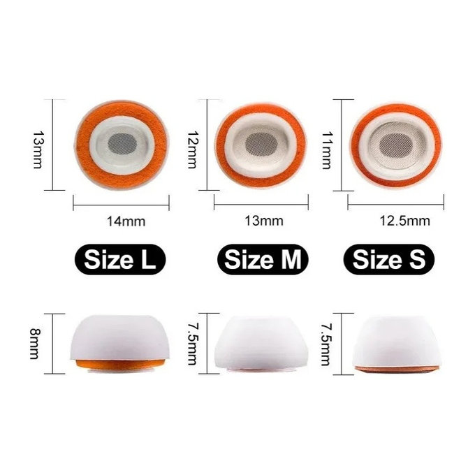 Zamjenski silikonski nastavci za uši za AirPods Pro 3, Memory Foam, set (L, M, S), bijela