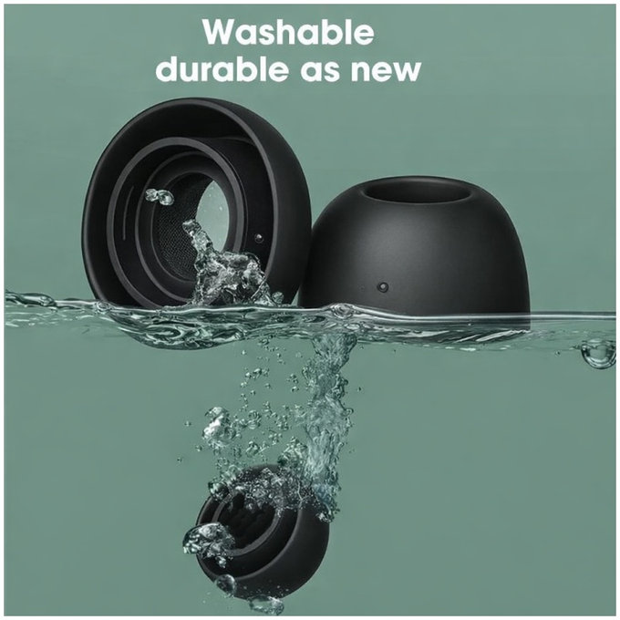 Zamjenski silikonski nastavci za uši za Apple AirPods Pro i Pro 2, set (L, M, S, XS), crni