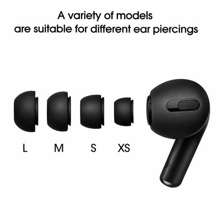 Zamjenski silikonski nastavci za uši za Apple AirPods Pro i Pro 2, set (L, M, S, XS), crni