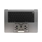 Gornji okvir tipkovnice za MacBook Pro 16" A2780 (2023), s US tipkovnicom i baterijom, Space Gray, 661-32189, Genuine Apple