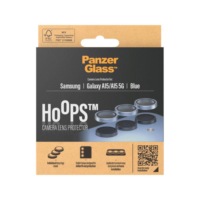 Zaštita objektiva kamere Hoops za Samsung A15/A15 5G, Plava, PanzerGlass