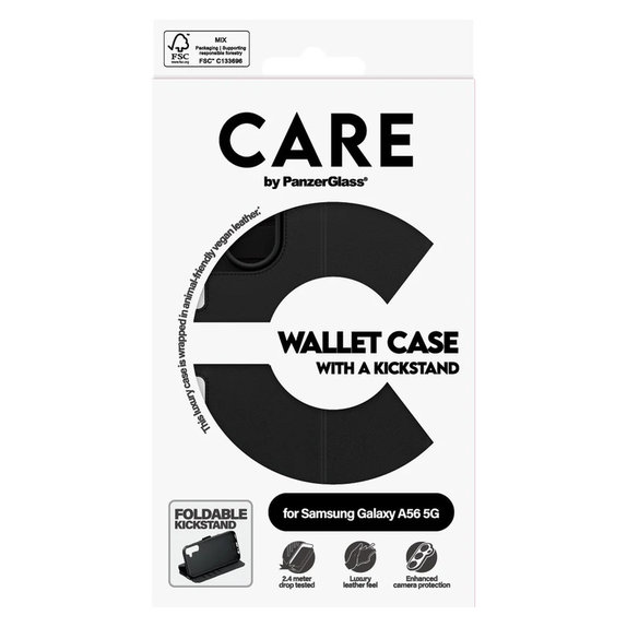 Maska Wallet Kickstand za Samsung Galaxy A56 5G, Crna, PanzerGlass