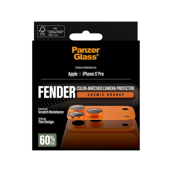 Zaštita objektiva Fender za iPhone 17 Pro, Narančasta, PanzerGlass
