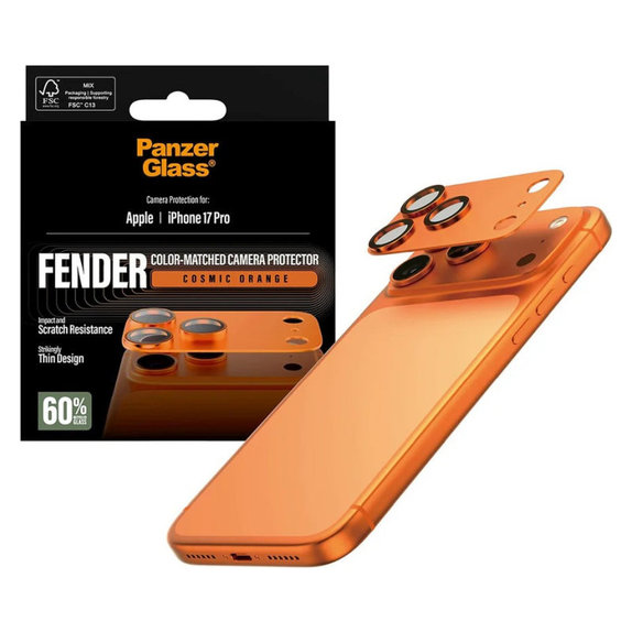 Zaštita objektiva Fender za iPhone 17 Pro, Narančasta, PanzerGlass