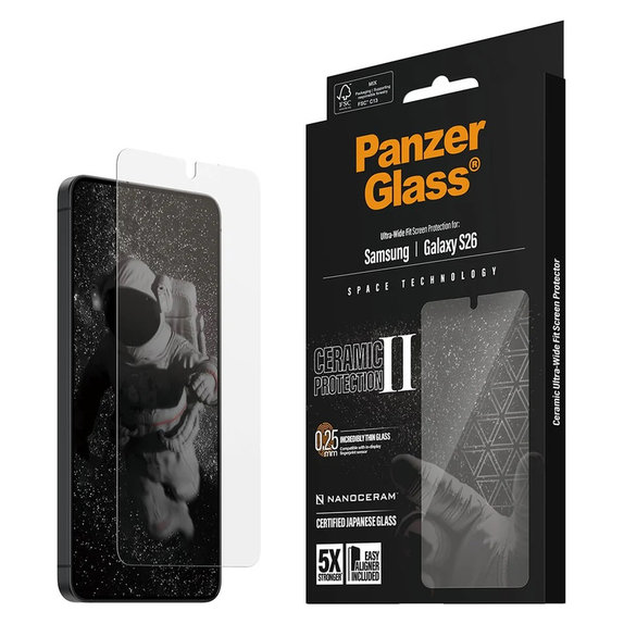 Kaljeno staklo UWF Ceramic s aplikatorom za Samsung Galaxy S26, Prozirna, PanzerGlass