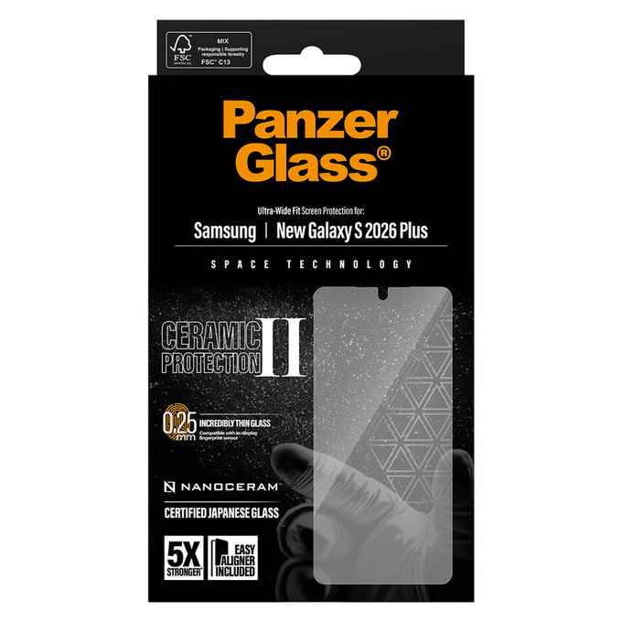 Kaljeno staklo UWF Ceramic s aplikatorom za Samsung Galaxy S26+, Prozirna, PanzerGlass